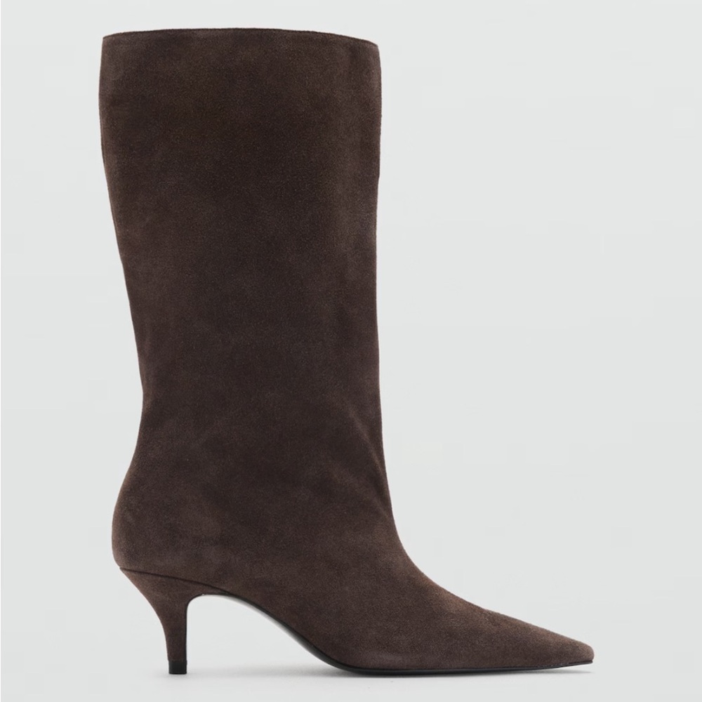 🔥NEW Suede Kitten Heel Boots Size 9 Chocolate Brown